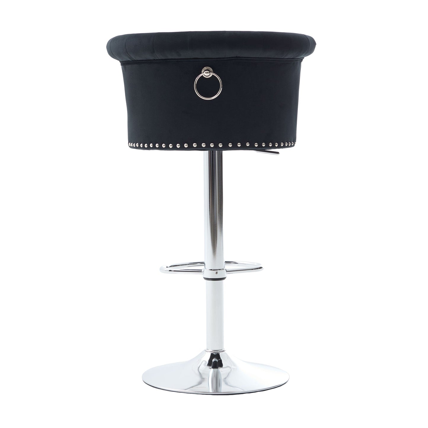 Velvet Bar Stool Set Adjustable Swivel Bar Stools with Silver