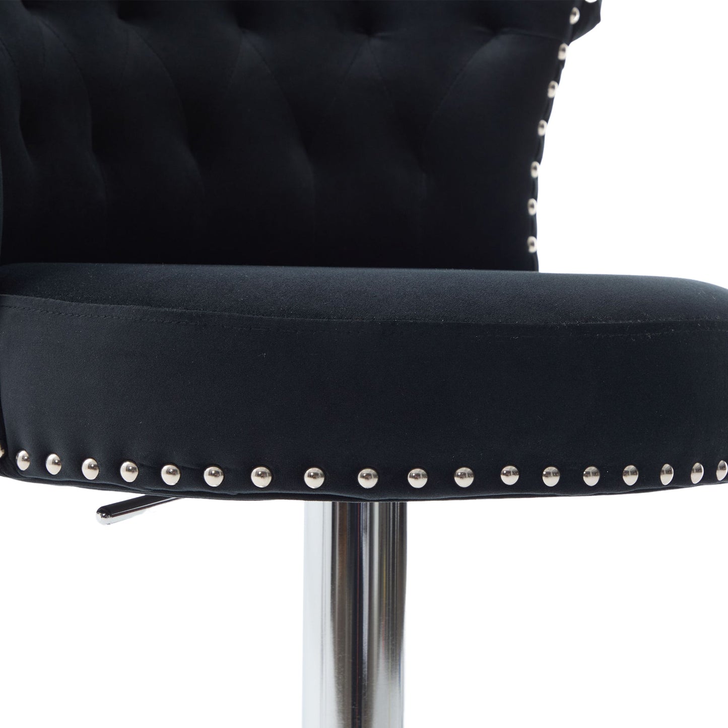 Velvet Bar Stool Set Adjustable Swivel Bar Stools with Silver