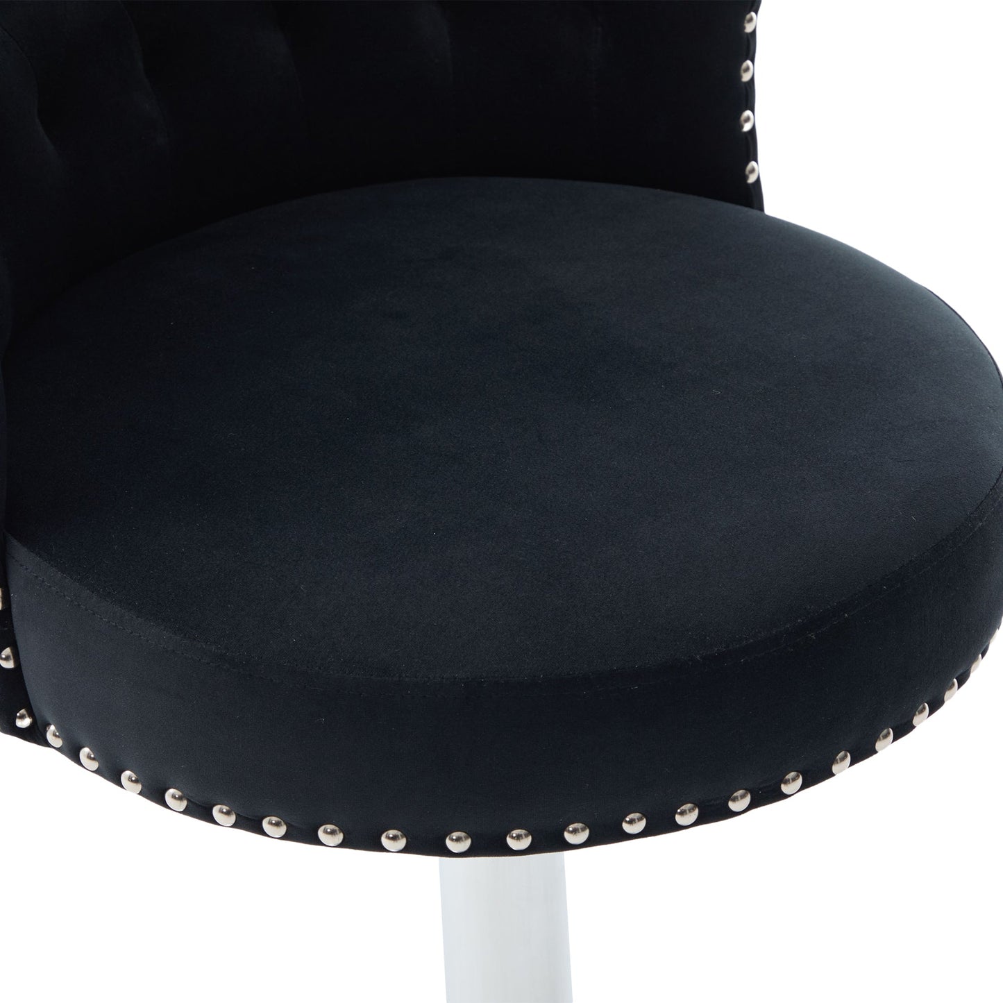 Velvet Bar Stool Set Adjustable Swivel Bar Stools with Silver