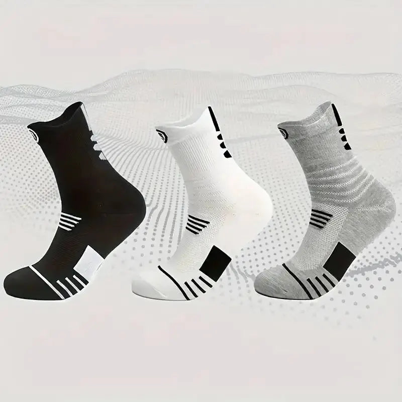 3 Pairs Men's Comfort Fit Cushion Performance Athletic Crew Socks For