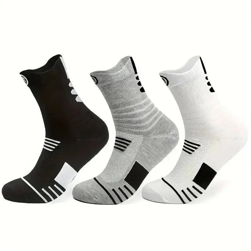3 Pairs Men's Comfort Fit Cushion Performance Athletic Crew Socks For