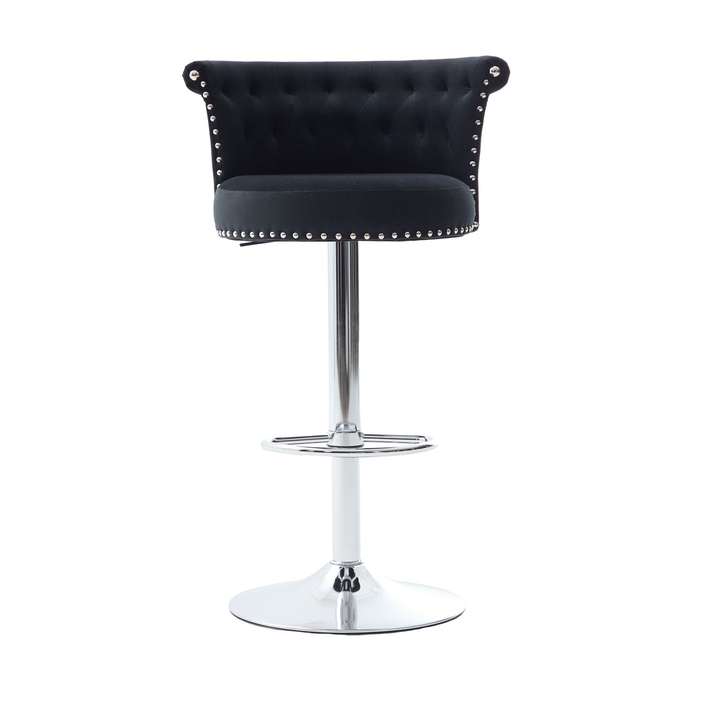 Velvet Bar Stool Set Adjustable Swivel Bar Stools with Silver