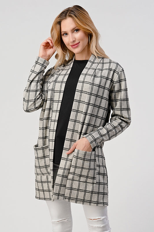 Cardigan W/Plaid Design