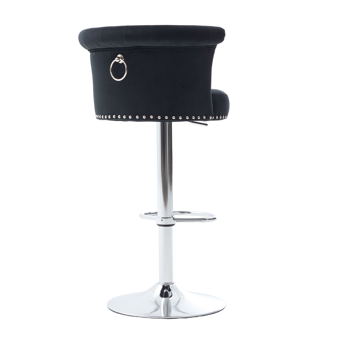 Velvet Bar Stool Set Adjustable Swivel Bar Stools with Silver